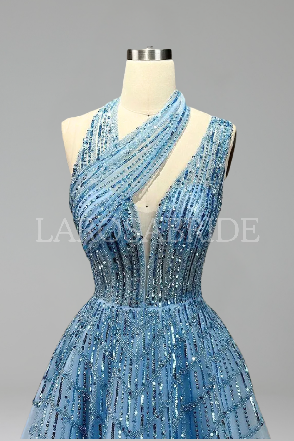 Beaded Sleeveless A-Line Dress-Larosabride