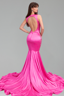 Illusion Embellished Mermaid Train Gown - LAROSABRIDE