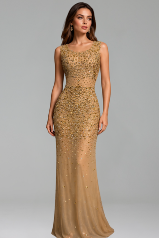 Golden Crystal Illusion Gown - LAROSABRIDE