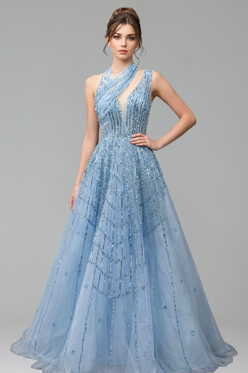 Beaded Lilac Evening Gown - LAROSABRIDE
