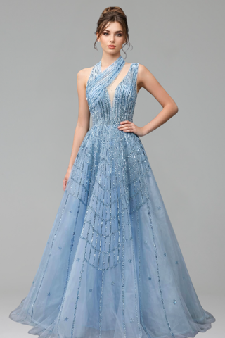 Beaded Lilac Evening Gown - LAROSABRIDE