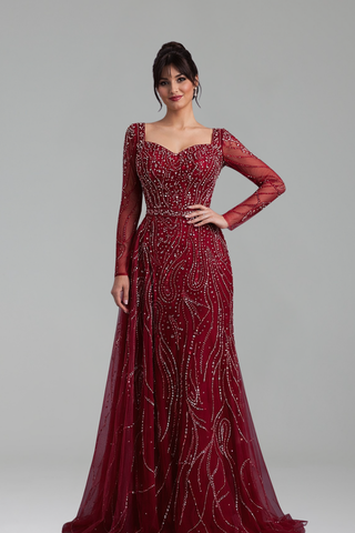 Beaded Mermaid Overskirt Dress - LAROSABRIDE