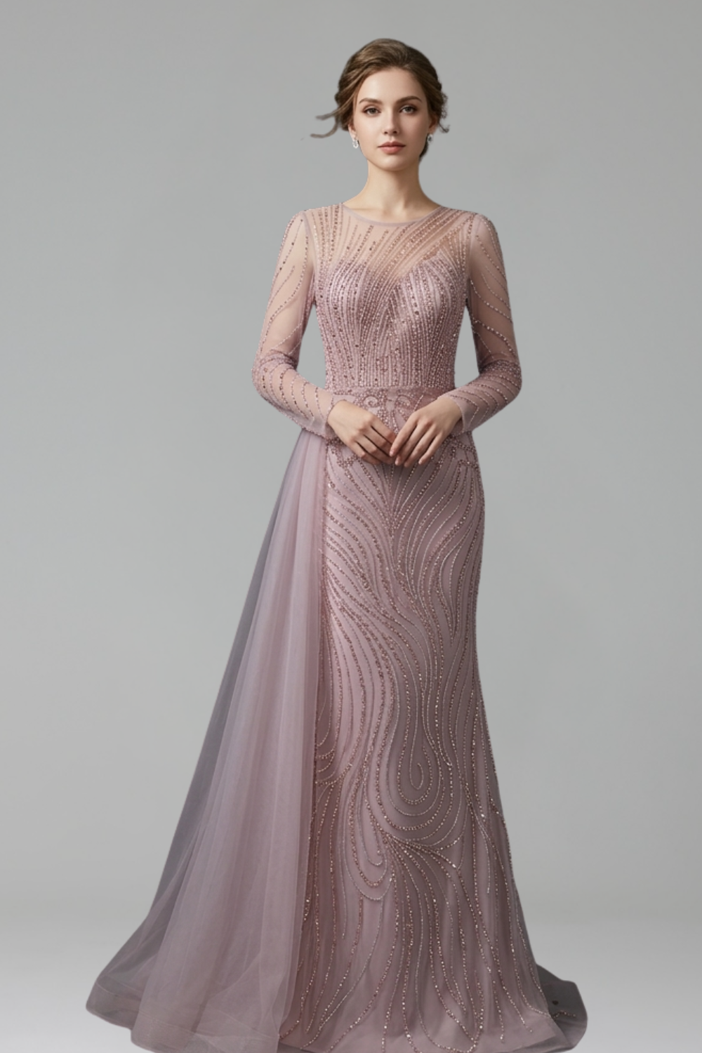 O-Neck Beaded Mermaid Gown - LAROSABRIDE
