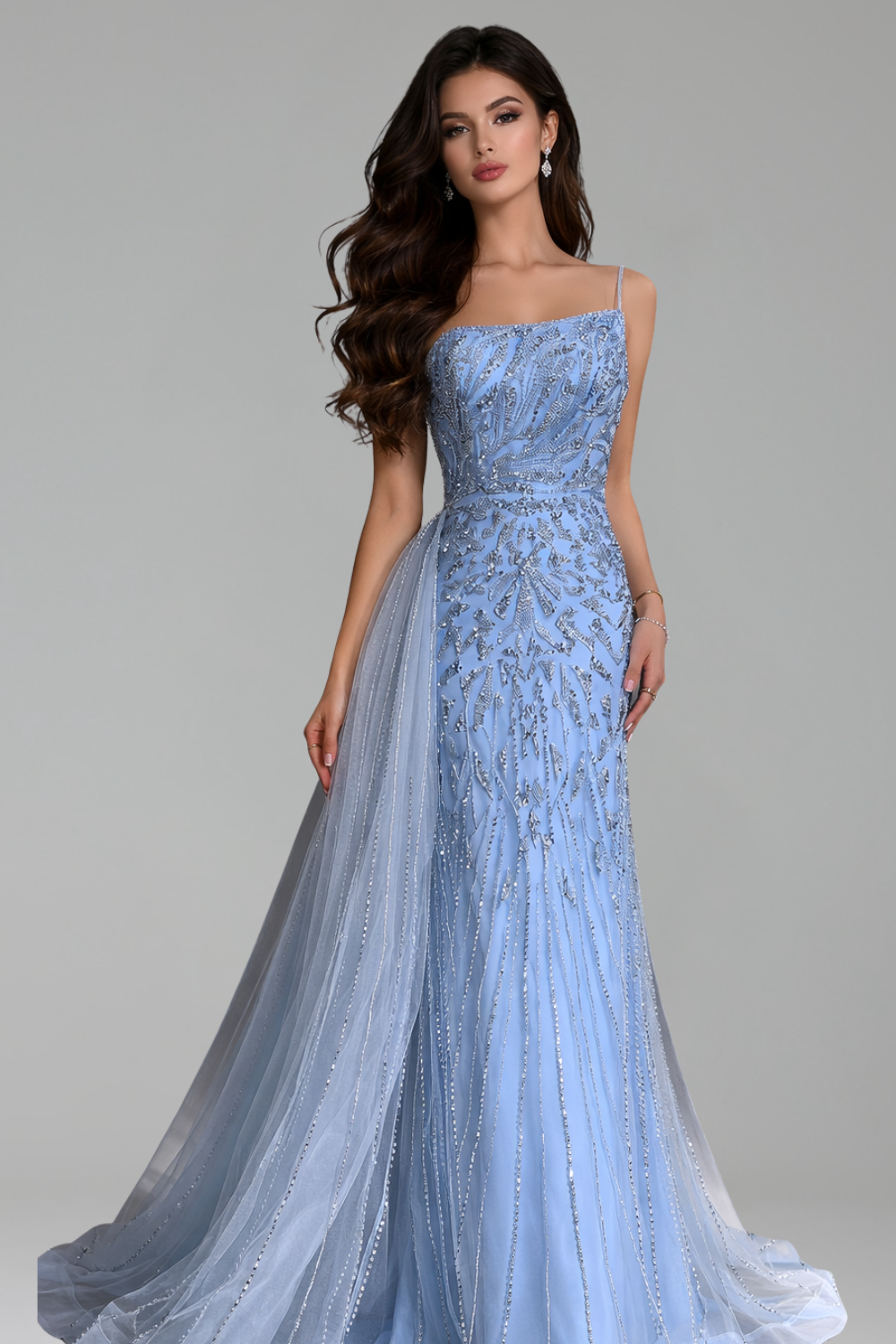Beaded Mermaid Overskirt Dress - LAROSABRIDE