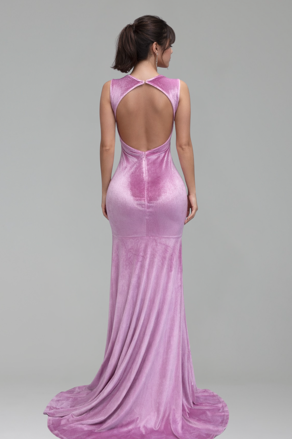 Lavender Velvet Sheer Slit Gown - LAROSABRIDE