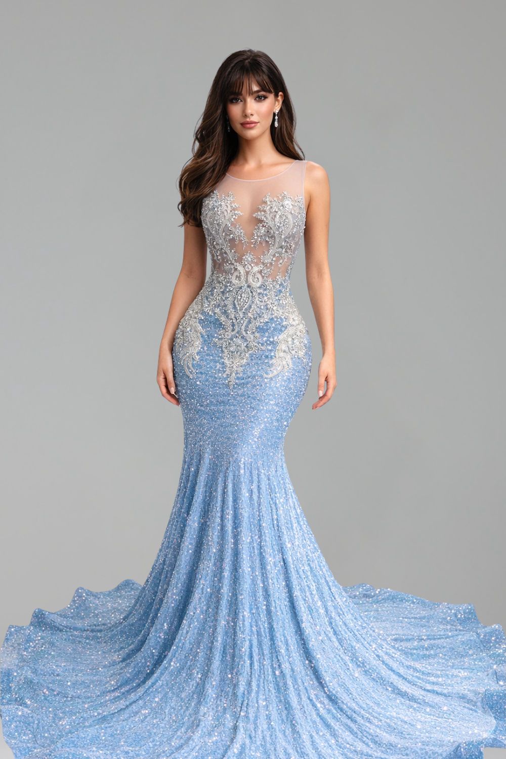 Sequin Embellished Evening Gown - LAROSABRIDE