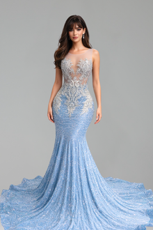Sequin Embellished Evening Gown - LAROSABRIDE
