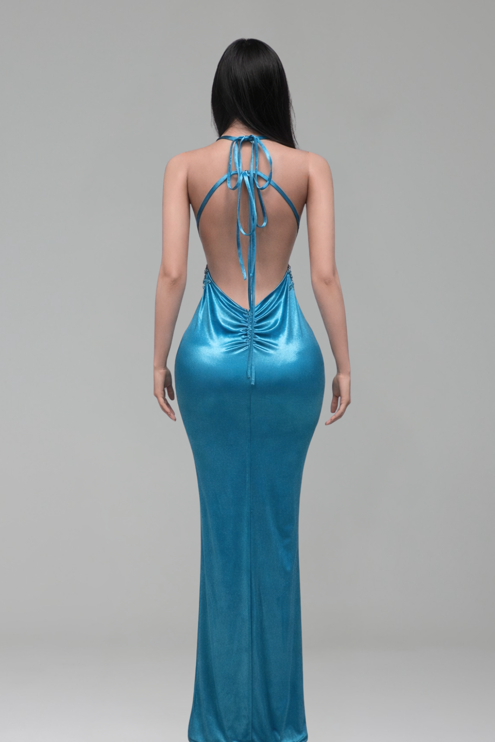 Illusion Appliqu� Fitted Evening Gown - LAROSABRIDE