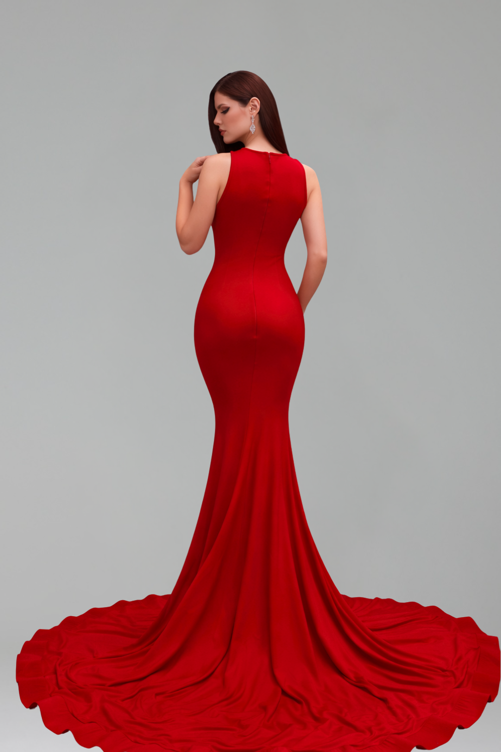 Illusion Appliqu� Mermaid Train Gown - LAROSABRIDE