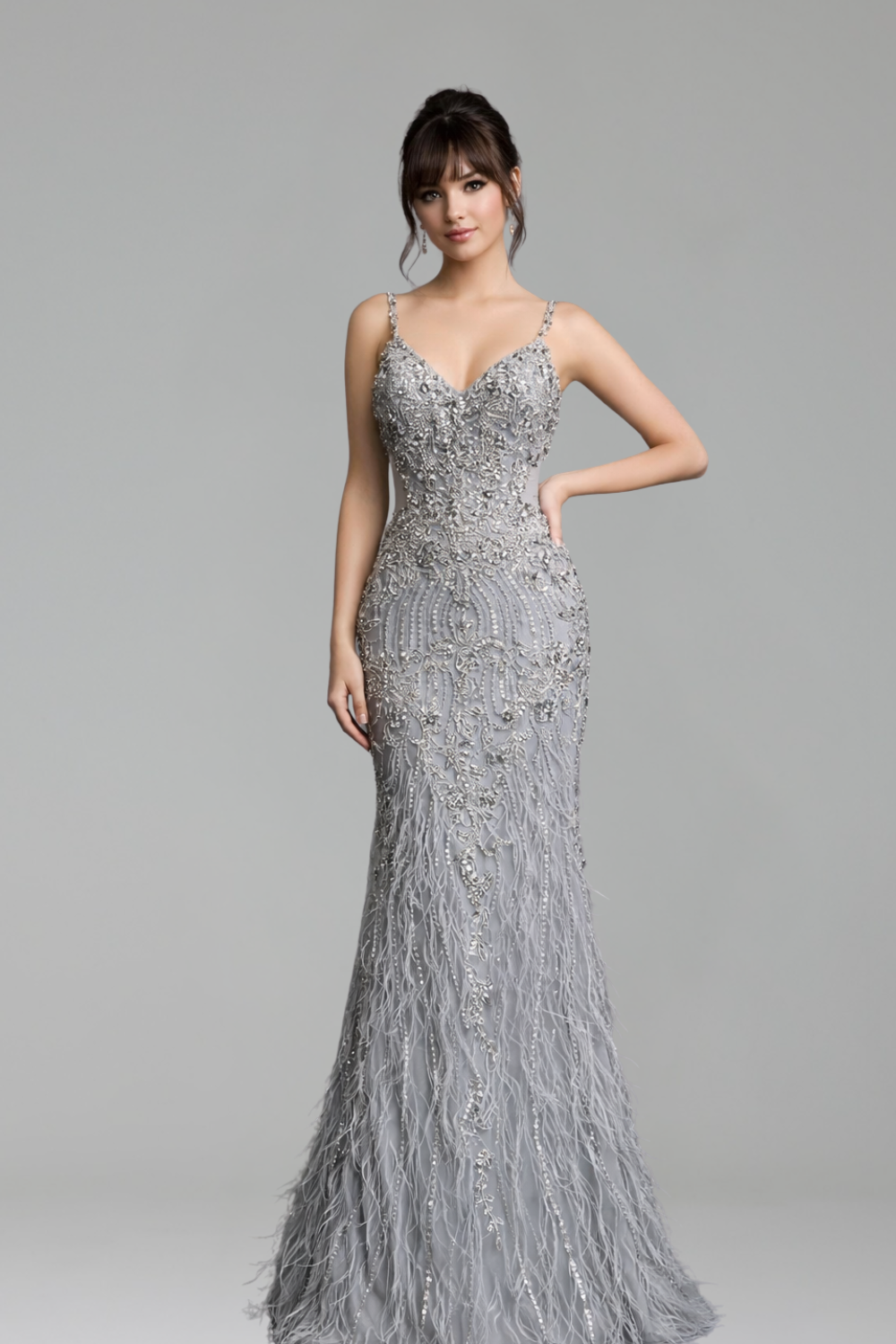 Mermaid Beaded Spaghetti Strap Gown - LAROSABRIDE