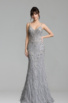 Mermaid Beaded Spaghetti Strap Gown - LAROSABRIDE