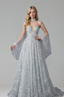 A Line Floral Evening Dress - LAROSABRIDE