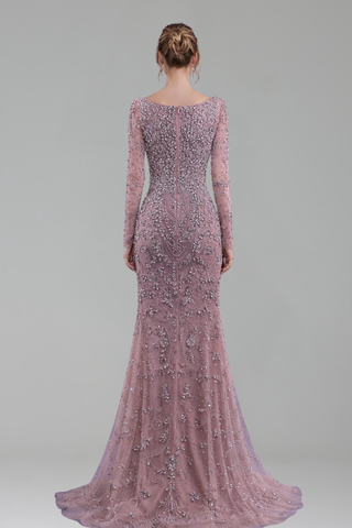 Beaded Crystal Mermaid Gown - LAROSABRIDE