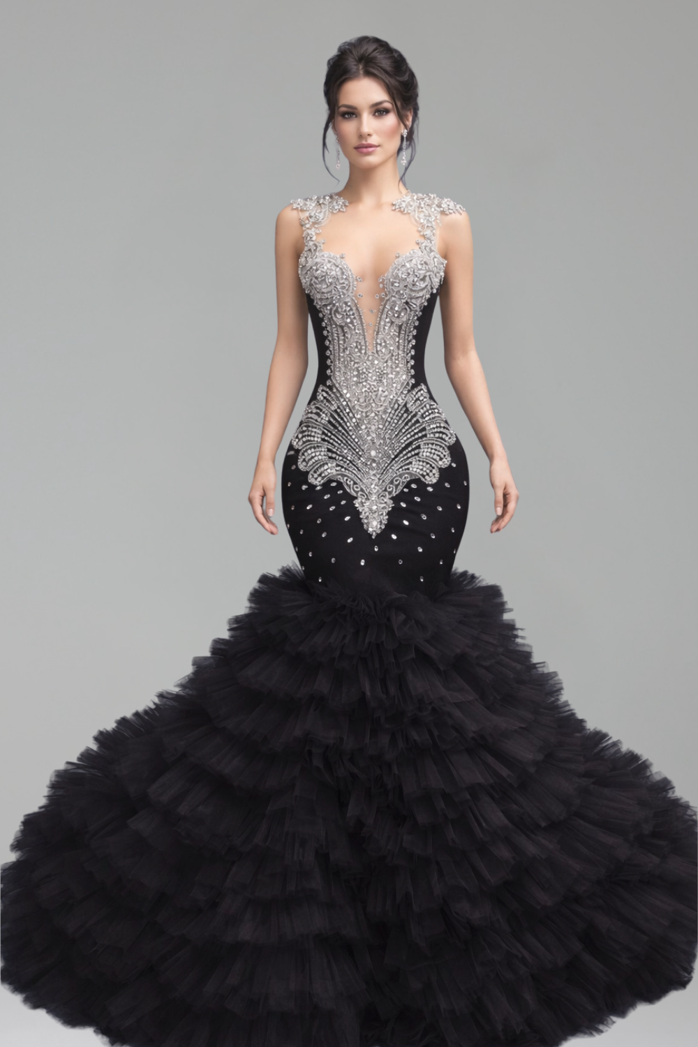 Beaded Illusion Mermaid Evening Dress - LAROSABRIDE