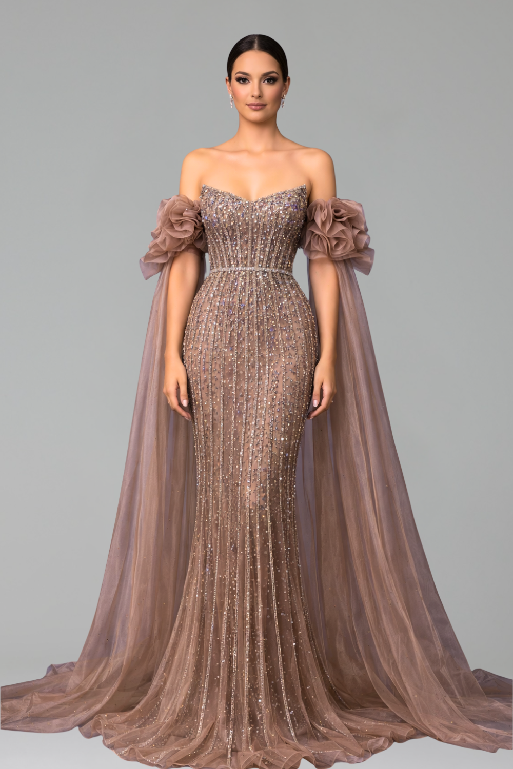 Beaded Mermaid Evening Dress - LAROSABRIDE