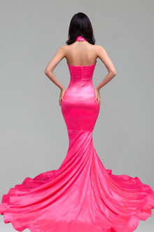 Beaded Halter Mermaid Evening Gown - LAROSABRIDE