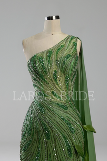 One-Shoulder Leaf Gown-Larosabride