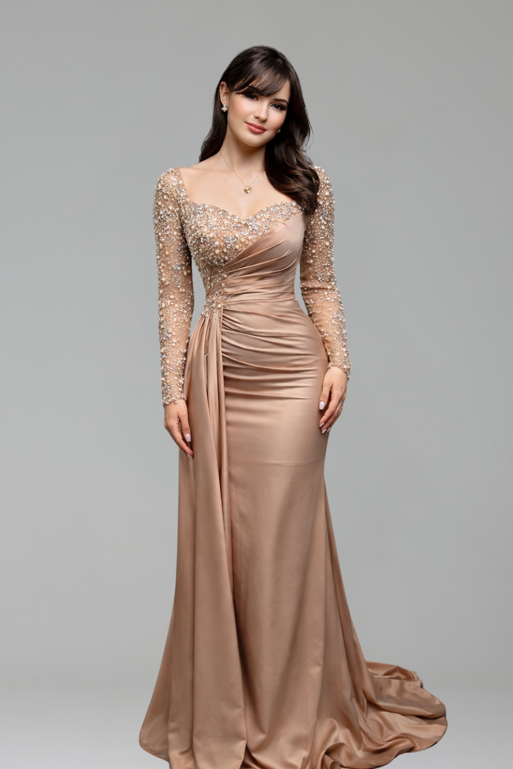 Sweetheart Beaded Overskirt Dress-Larosabride