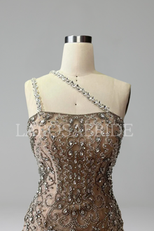 One-Shoulder Beaded Evening Dress-Larosabride