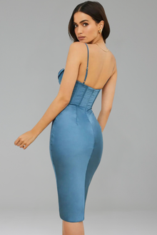Satin Corset Midi Dress-Larosabride