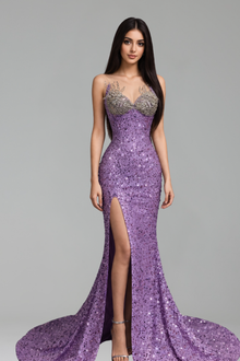Sequin and Crystal-Embellished Mermaid Dress - LAROSABRIDE