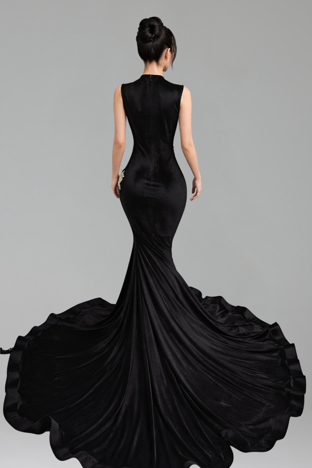 Embellished Sheer Cutout Mermaid Gown - LAROSABRIDE