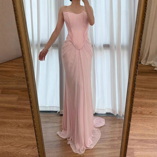Soft Pink Draped Gown