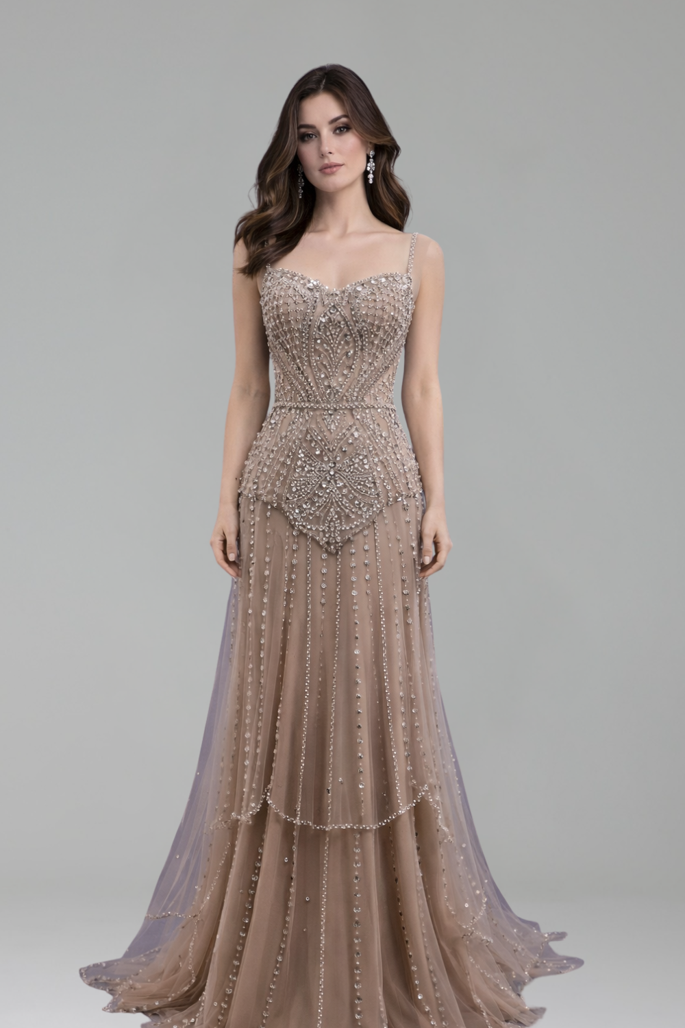 Beaded A-Line Evening Gown - LAROSABRIDE