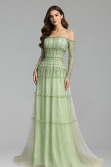Beaded Mermaid Evening Gown - LAROSABRIDE