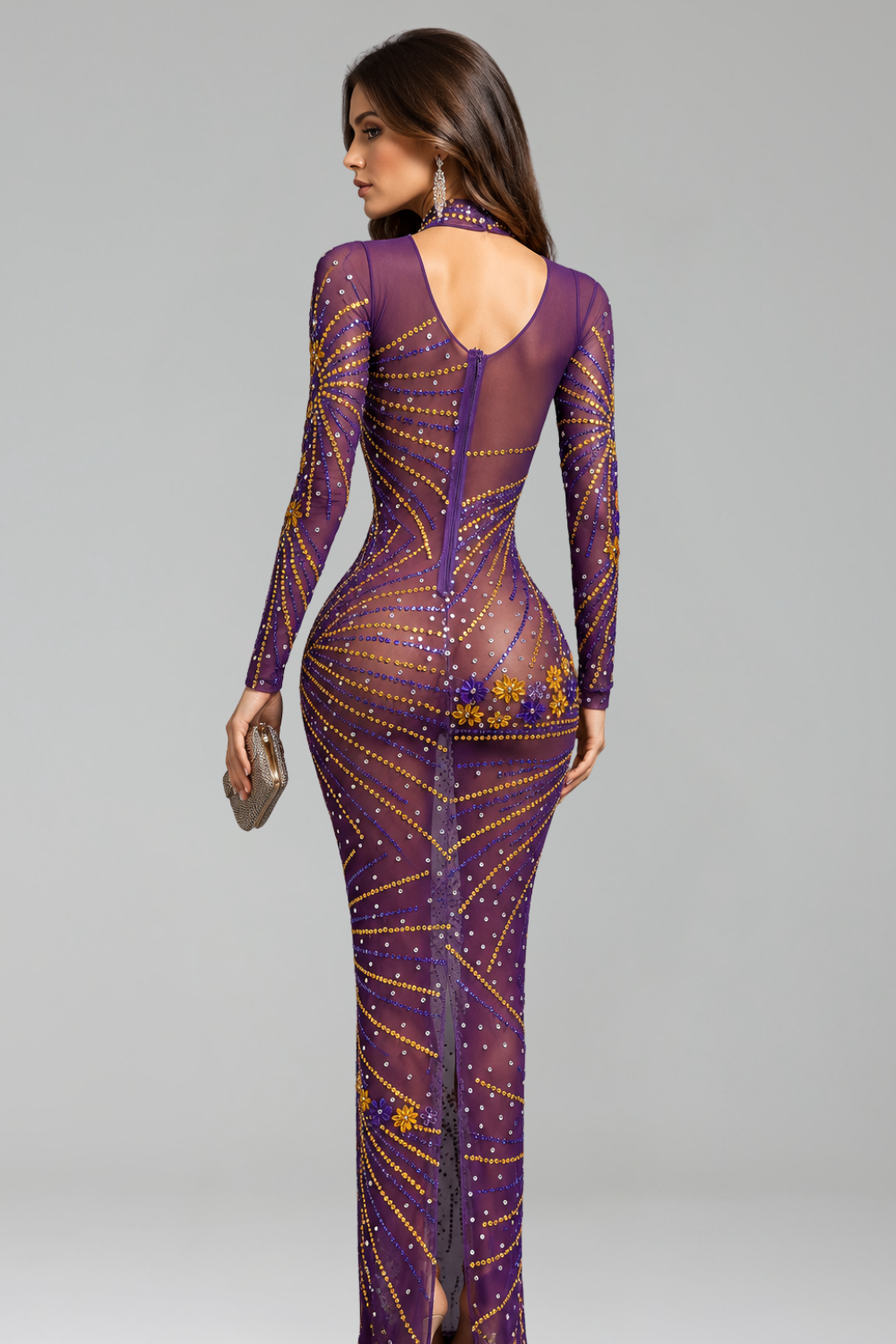 Floral Crystal Illusion Gown - LAROSABRIDE