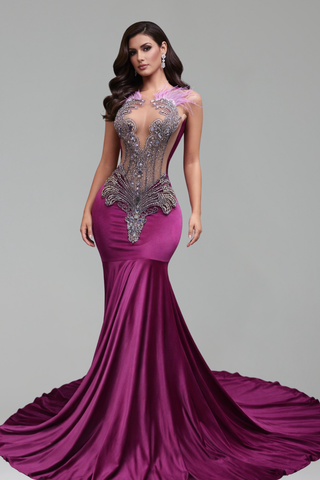 Open Back Satin Mermaid Gown - LAROSABRIDE