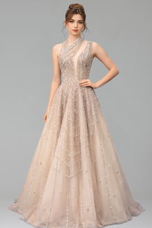 Beaded Lilac Evening Gown - LAROSABRIDE