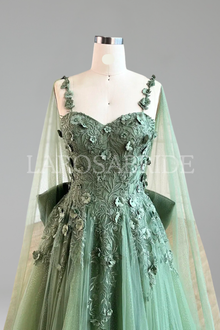 Floral Appliqué Tulle Gown-Larosabride