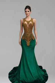 Beaded Cape Sleeve Mermaid Gown - LAROSABRIDE