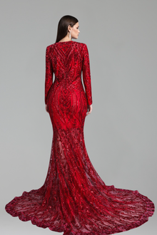 Deep V Sequin Mermaid Gown - LAROSABRIDE