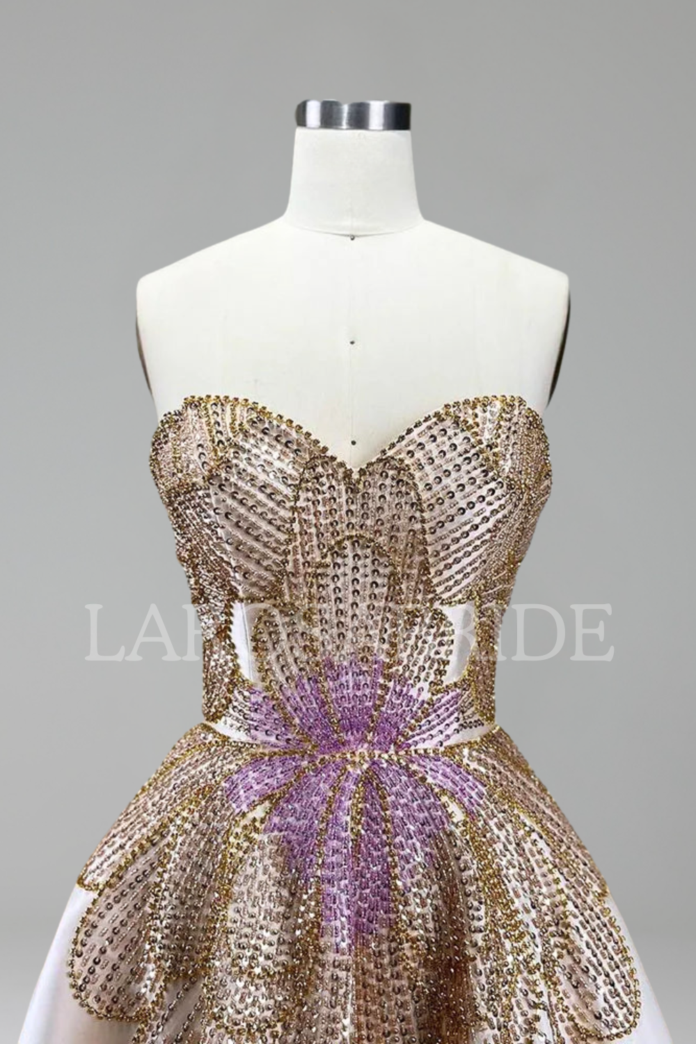 Strapless Beaded A-Line Dress-Larosabride