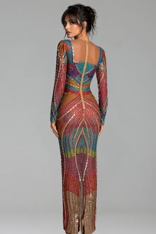 Multicolor Crystal Embellished Gown - LAROSABRIDE