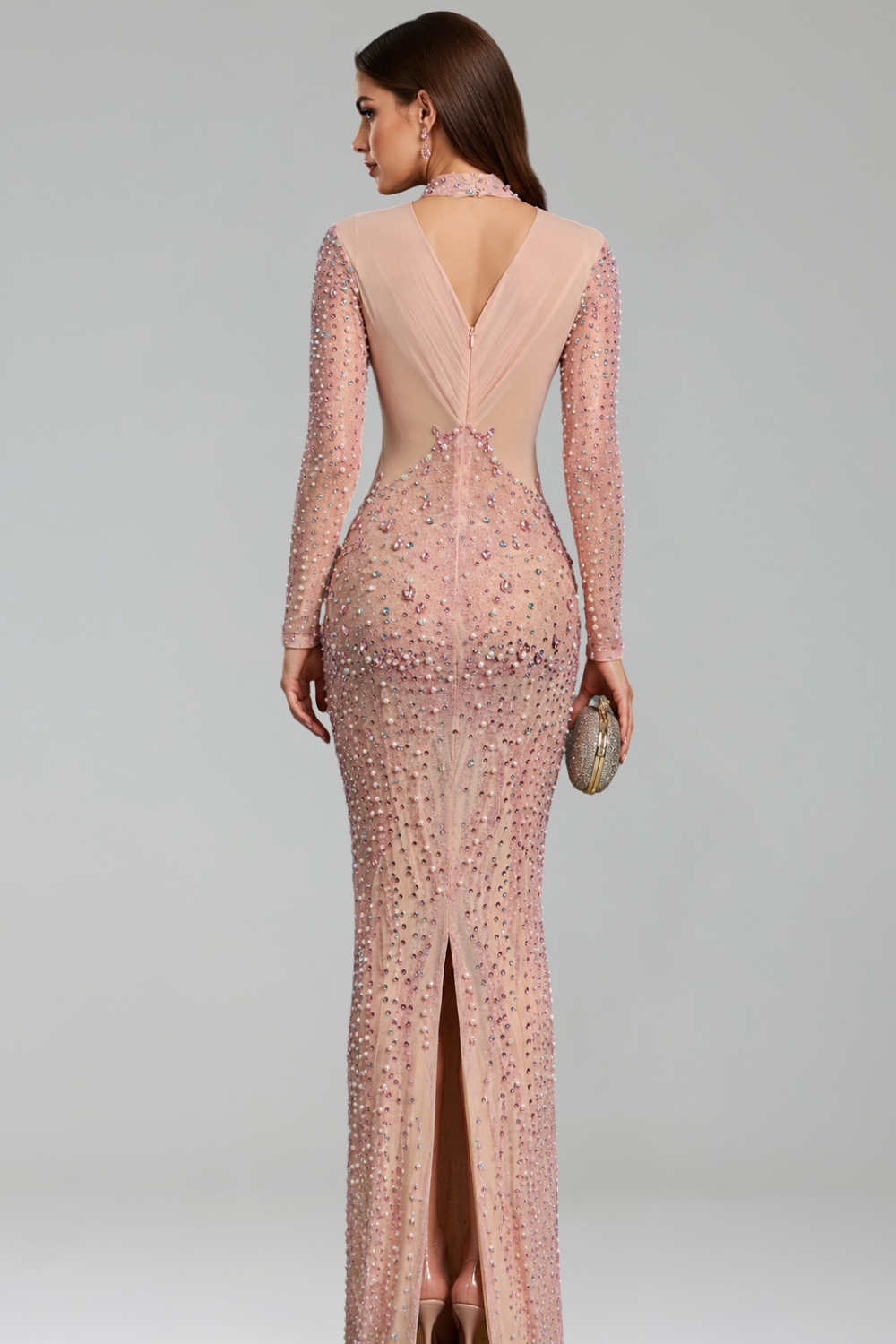 Pink Crystal Cutout Gown - LAROSABRIDE