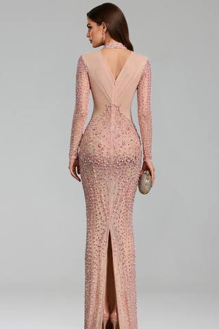 Pink Crystal Cutout Gown - LAROSABRIDE