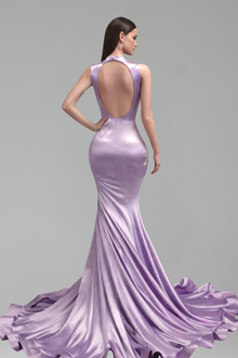 Sheer Appliqu� Mermaid Satin Gown - LAROSABRIDE