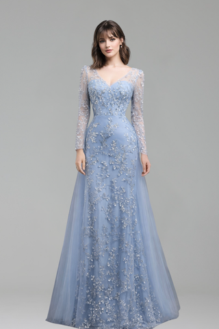 Beaded Mermaid Train Dress - LAROSABRIDE