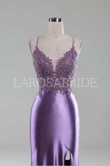 Lace Appliqué Mermaid Dress-Larosabride