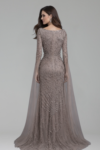 Mermaid Evening Dress with Cape - LAROSABRIDE