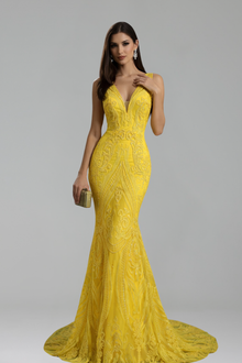 Ornate Embellished Mermaid Evening Gown - LAROSABRIDE