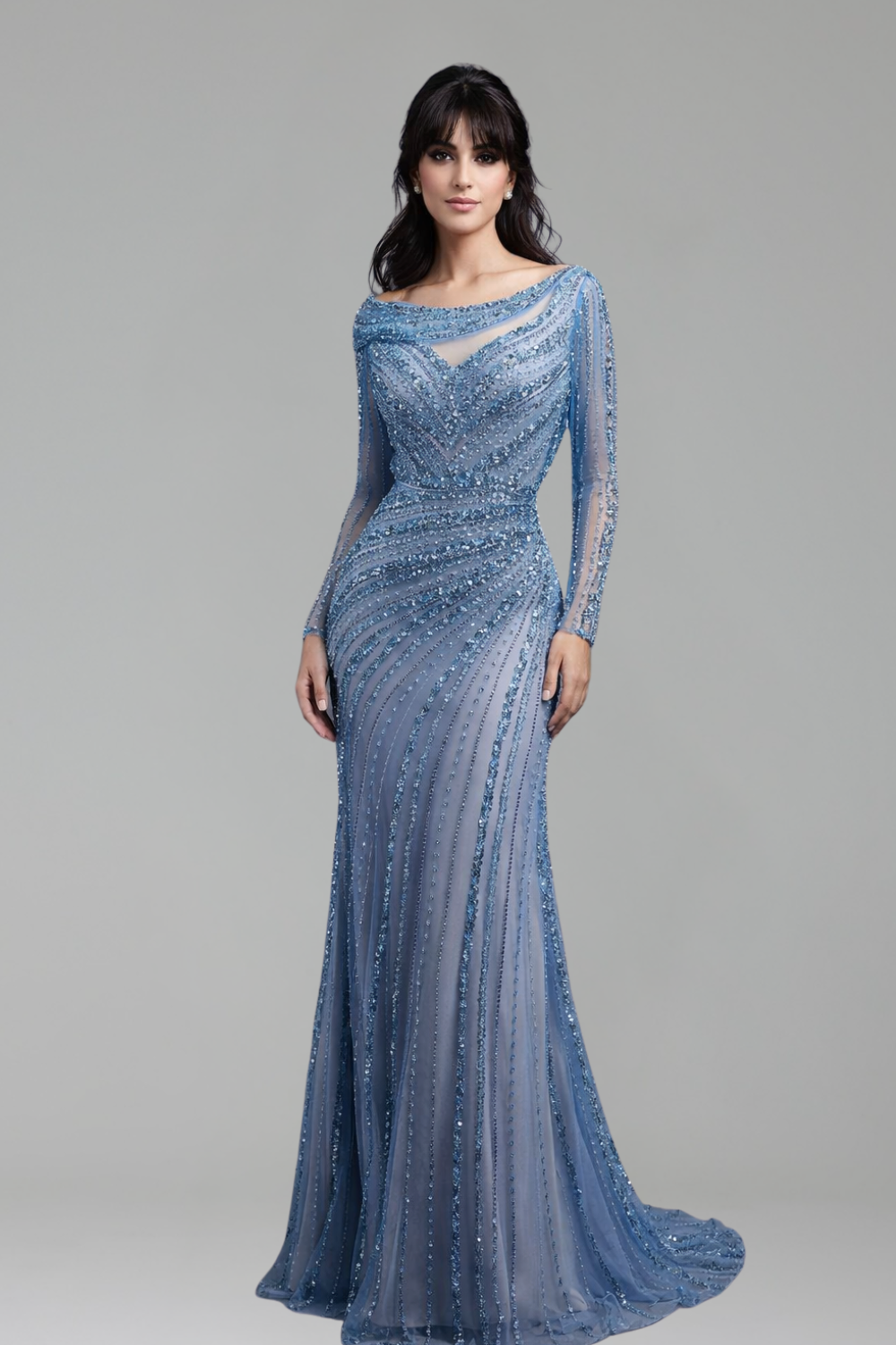 Beaded Mermaid Evening Dress - LAROSABRIDE