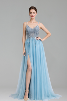 Backless Beaded A-Line Dress - LAROSABRIDE