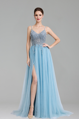 Backless Beaded A-Line Dress - LAROSABRIDE