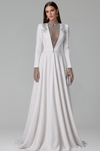 Crystal Illusion Satin Gown