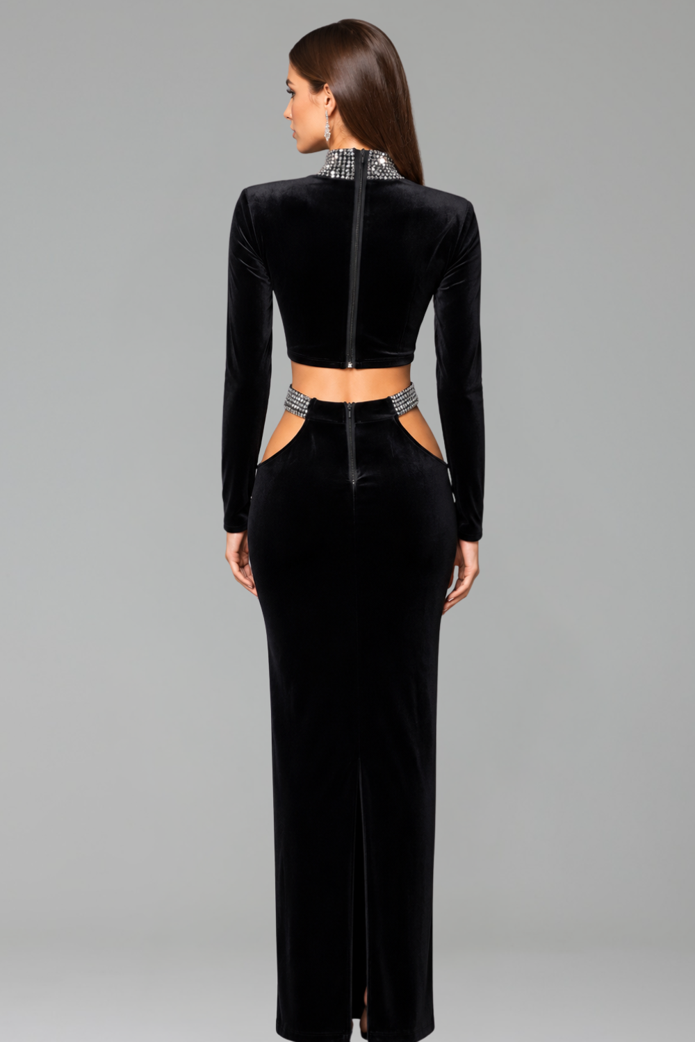 Velvet Cutout Two Piece Gown - LAROSABRIDE