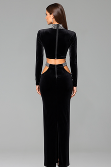 Velvet Cutout Two Piece Gown - LAROSABRIDE
